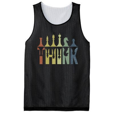 Think Retro Vintage Chess Pieces Player Gifts Chess Coach Mesh Reversible Basketball Jersey Tank