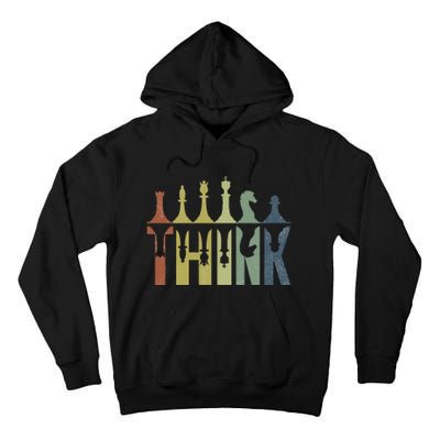 Think Retro Vintage Chess Pieces Player Gifts Chess Coach Tall Hoodie