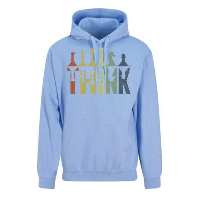 Think Retro Vintage Chess Pieces Player Gifts Chess Coach Unisex Surf Hoodie