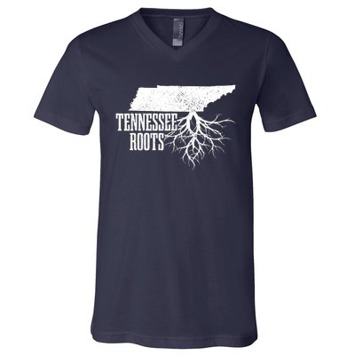 Tennessee Roots Vintage Usa Patriotic Pride State Map V-Neck T-Shirt