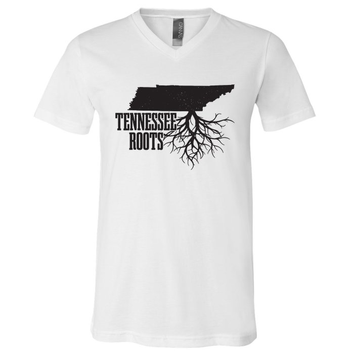 Tennessee Roots Vintage Usa Patriotic Pride State Map V-Neck T-Shirt