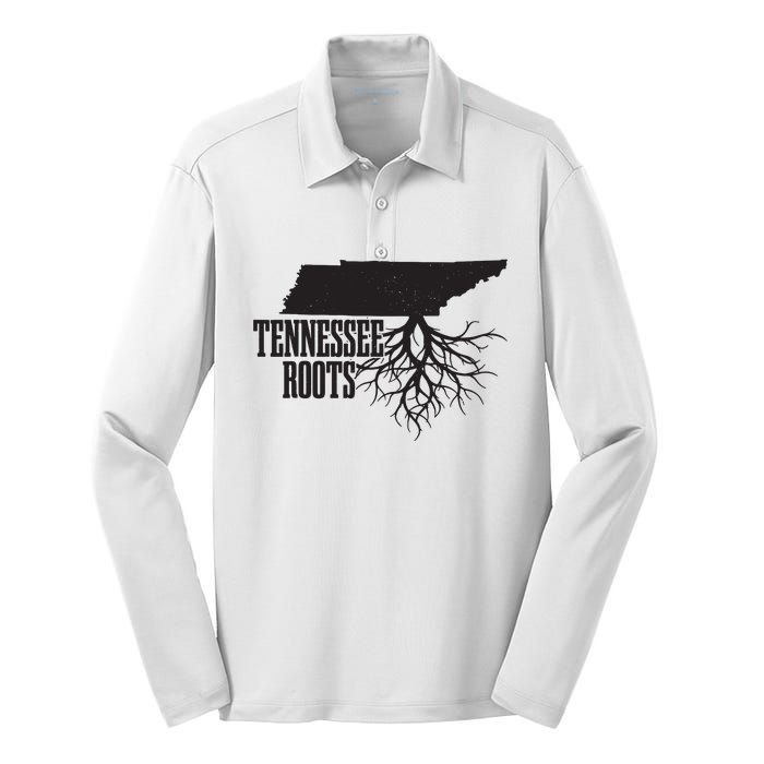 Tennessee Roots Vintage Usa Patriotic Pride State Map Silk Touch Performance Long Sleeve Polo