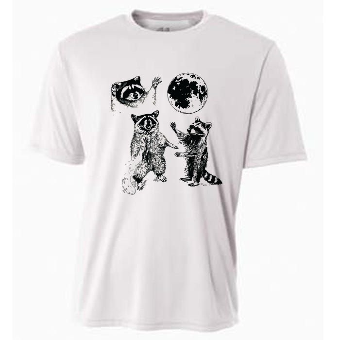 Three Raccoons Vintage Graphic Retro Raccoon Moon Cooling Performance Crew T-Shirt