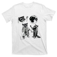 Three Raccoons Vintage Graphic Retro Raccoon Moon T-Shirt