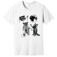 Three Raccoons Vintage Graphic Retro Raccoon Moon Premium T-Shirt