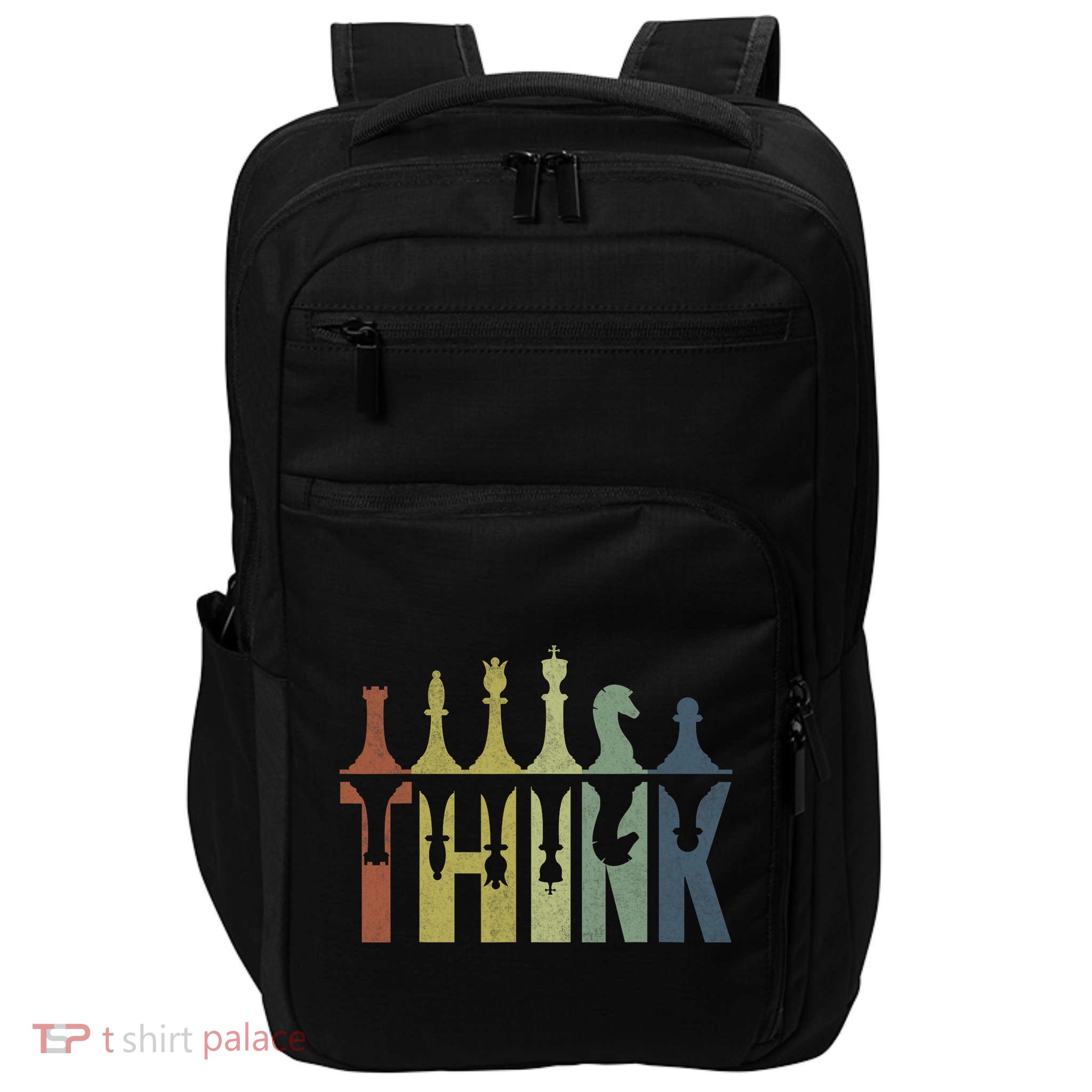 Think Retro Vintage Chess Pieces Player Gifts Chess Coach Impact Tech Backpack