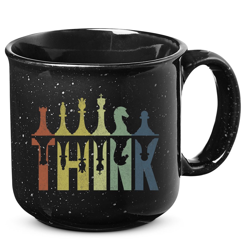 Think Retro Vintage Chess Pieces Player Gifts Chess Coach 15oz Campfire Ceramic Mug
