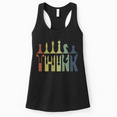 Think Retro Vintage Chess Pieces Player Gifts Chess Coach Womens Tank Top