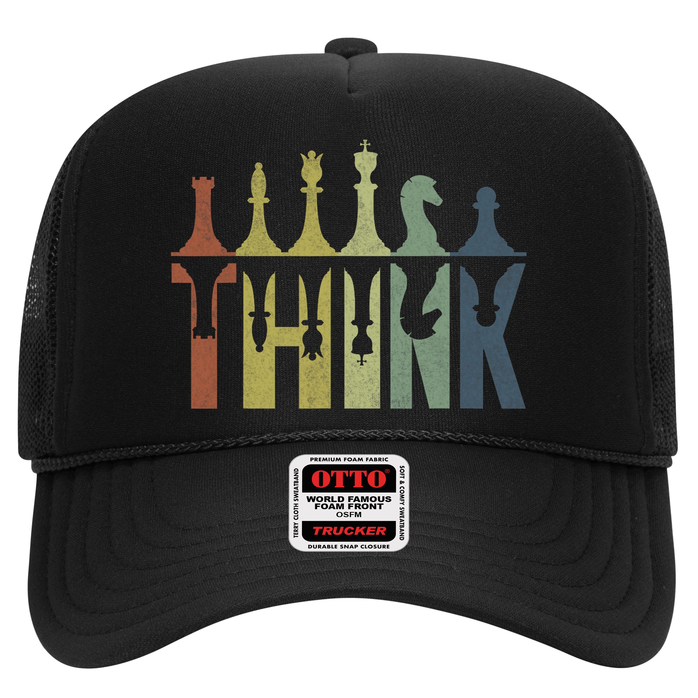 Think Retro Vintage Chess Pieces Player Gifts Chess Coach Hat
