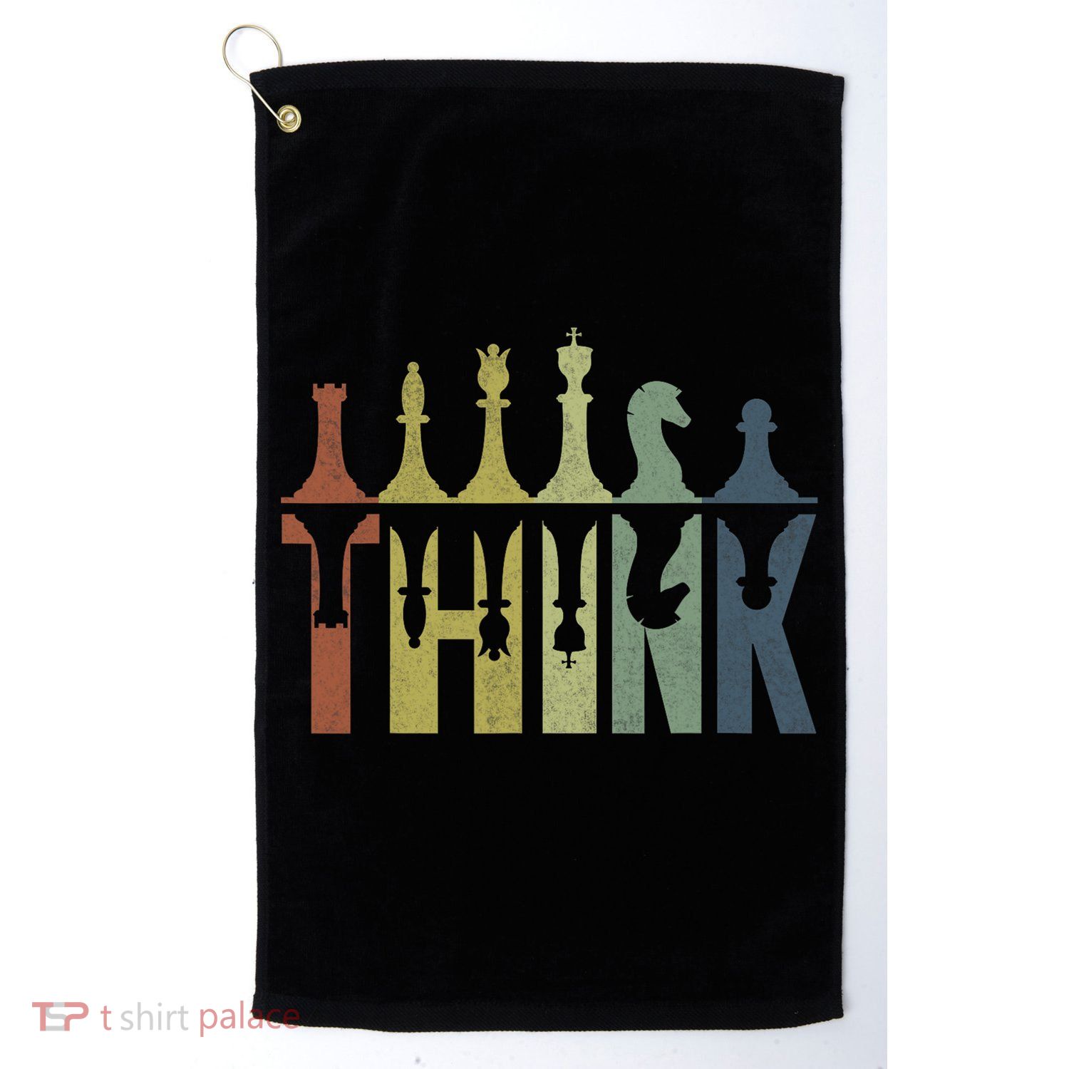 Think Retro Vintage Chess Pieces Player Gifts Chess Coach Golf Towel