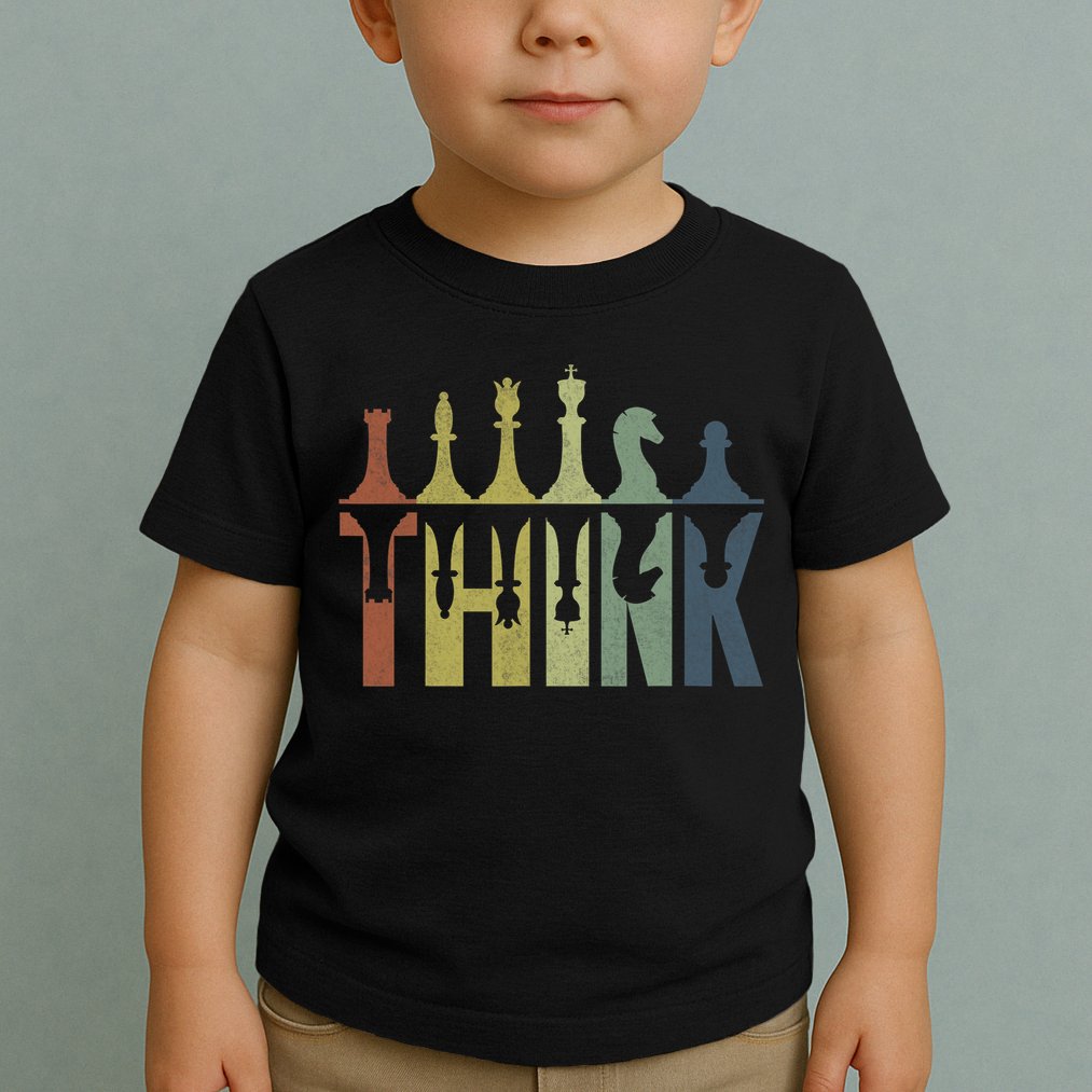 Think Retro Vintage Chess Pieces Player Gifts Chess Coach Toddler T-Shirt