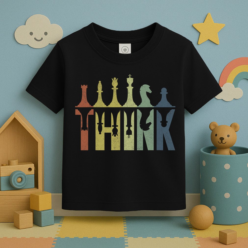 Think Retro Vintage Chess Pieces Player Gifts Chess Coach Toddler T-Shirt