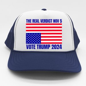 The Real Verdict Nov 5 Trump 2024 Upside Down Flag Trucker Hat