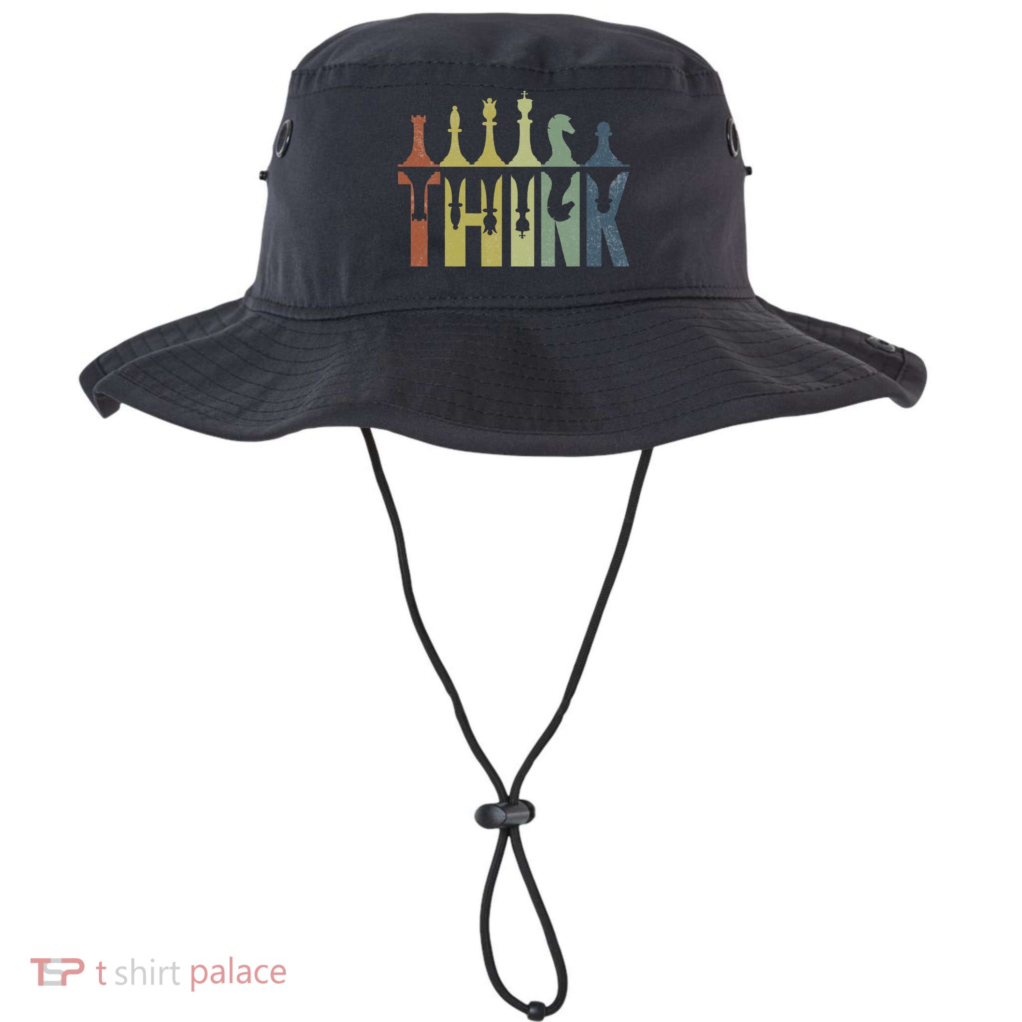Think Retro Vintage Chess Pieces Player Gifts Chess Coach Bucket Hat