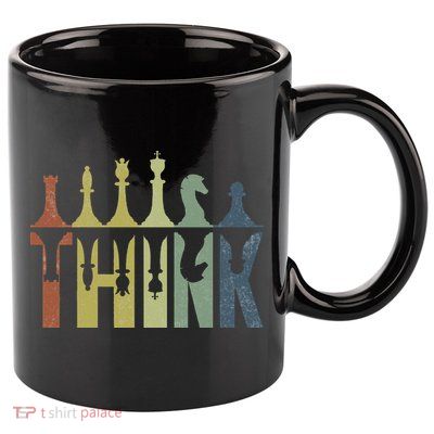Think Retro Vintage Chess Pieces Player Gifts Chess Coach 11oz C Handle Ceramic Mug
