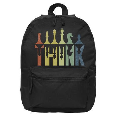 Think Retro Vintage Chess Pieces Player Gifts Chess Coach 16 in Basic Backpack