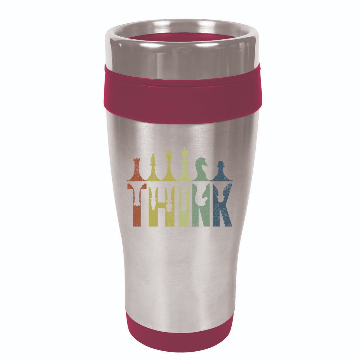 Think Retro Vintage Chess Pieces Player Gifts Chess Coach 16oz Travel Tumbler