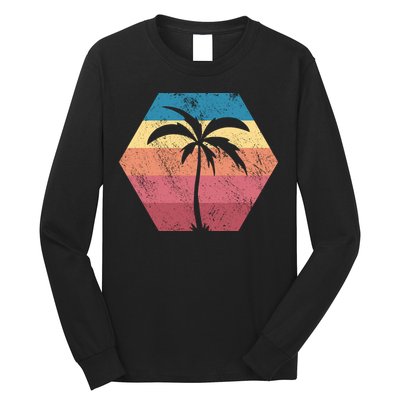 Tropical Retro Vintage Palm Trees Sunset Long Sleeve Shirt