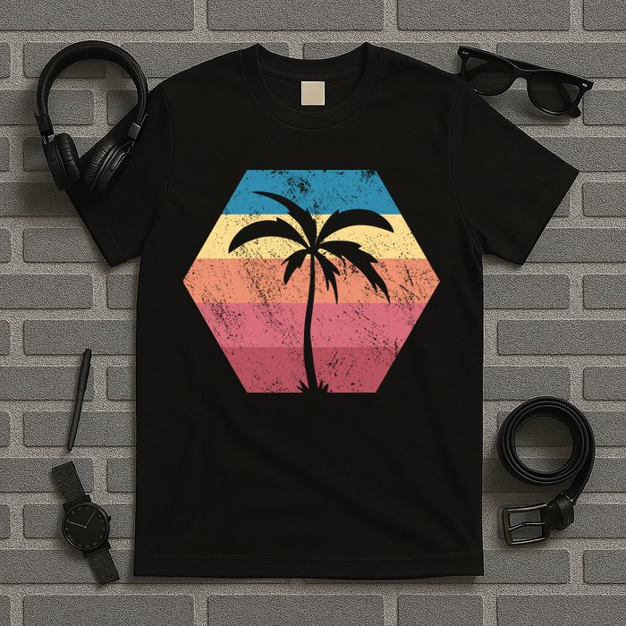 Tropical Retro Vintage Palm Trees Sunset T-Shirt
