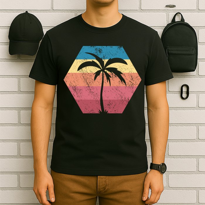 Tropical Retro Vintage Palm Trees Sunset T-Shirt