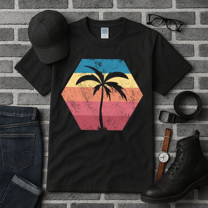 Tropical Retro Vintage Palm Trees Sunset Tall T-Shirt