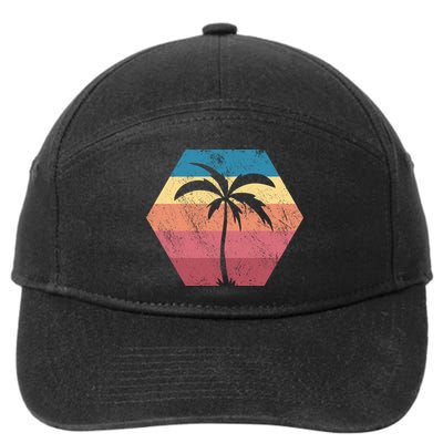 Tropical Retro Vintage Palm Trees Sunset 7-Panel Snapback Hat