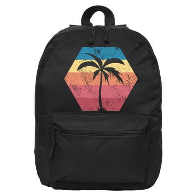 Tropical Retro Vintage Palm Trees Sunset 16 in Basic Backpack