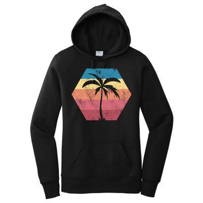 Tropical Retro Vintage Palm Trees Sunset Women's Pullover Hoodie