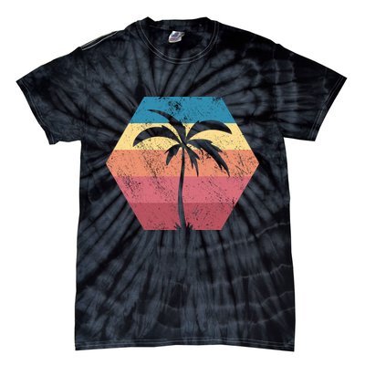 Tropical Retro Vintage Palm Trees Sunset Tie-Dye T-Shirt