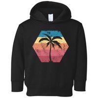 Tropical Retro Vintage Palm Trees Sunset Toddler Hoodie