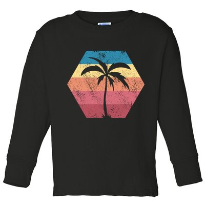 Tropical Retro Vintage Palm Trees Sunset Toddler Long Sleeve Shirt