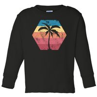 Tropical Retro Vintage Palm Trees Sunset Toddler Long Sleeve Shirt