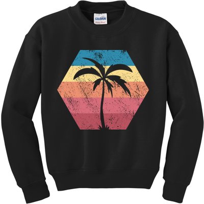Tropical Retro Vintage Palm Trees Sunset Kids Sweatshirt