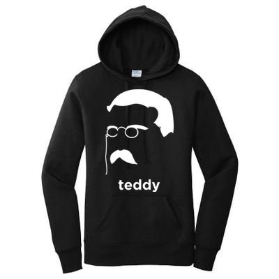 Teddy Roosevelt Vector Art American Women's Pullover Hoodie