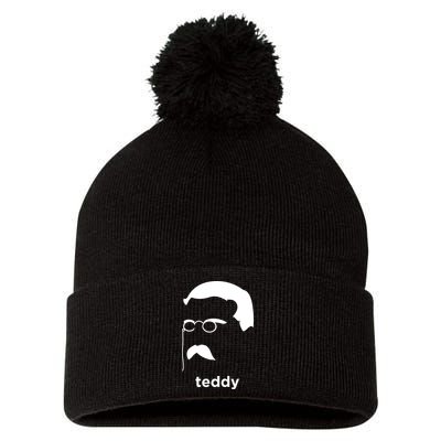 Teddy Roosevelt Vector Art American Pom Pom 12in Knit Beanie