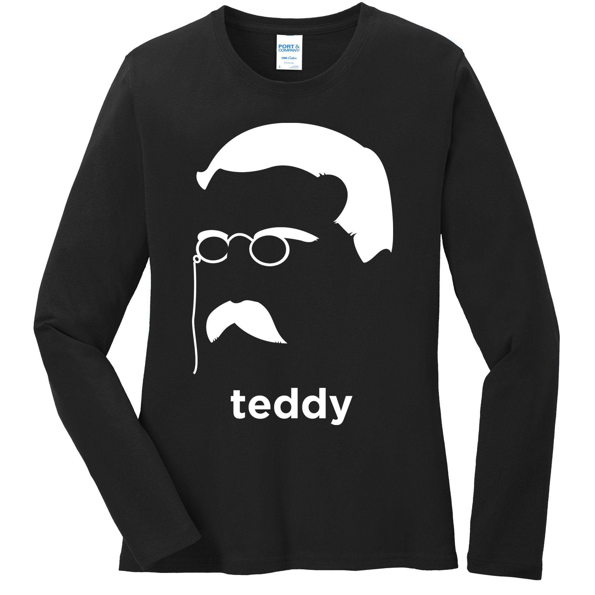 Teddy Roosevelt Vector Art American Ladies Long Sleeve Shirt