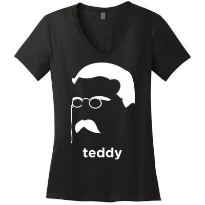 Teddy Roosevelt Vector Art American Women's V-Neck T-Shirt