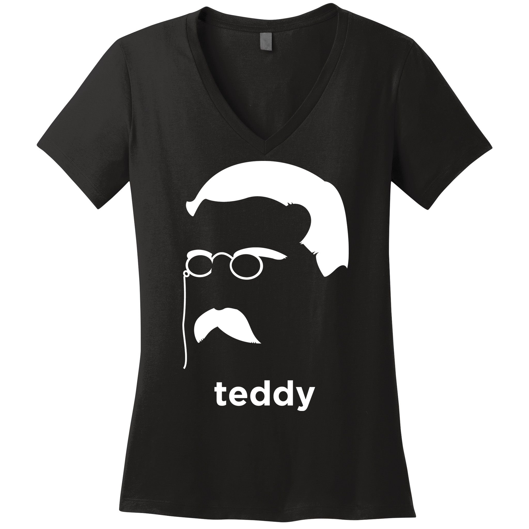 Teddy Roosevelt Vector Art American Women's V-Neck T-Shirt