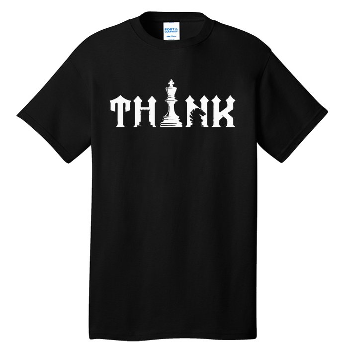 Think Retro Vintage Chess Pieces Player Gift Chess Lover Tall T-Shirt