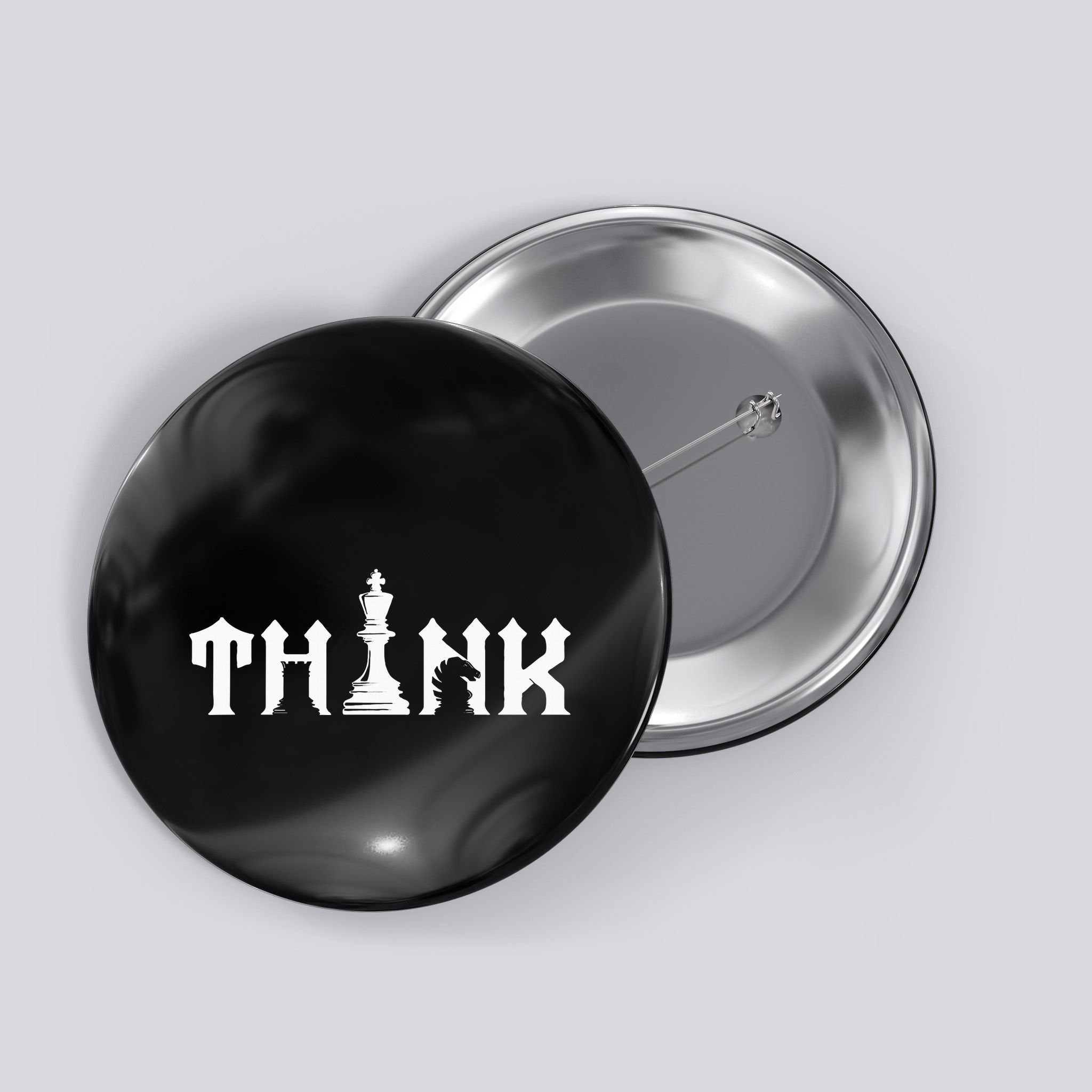 Think Retro Vintage Chess Pieces Player Gift Chess Lover Button