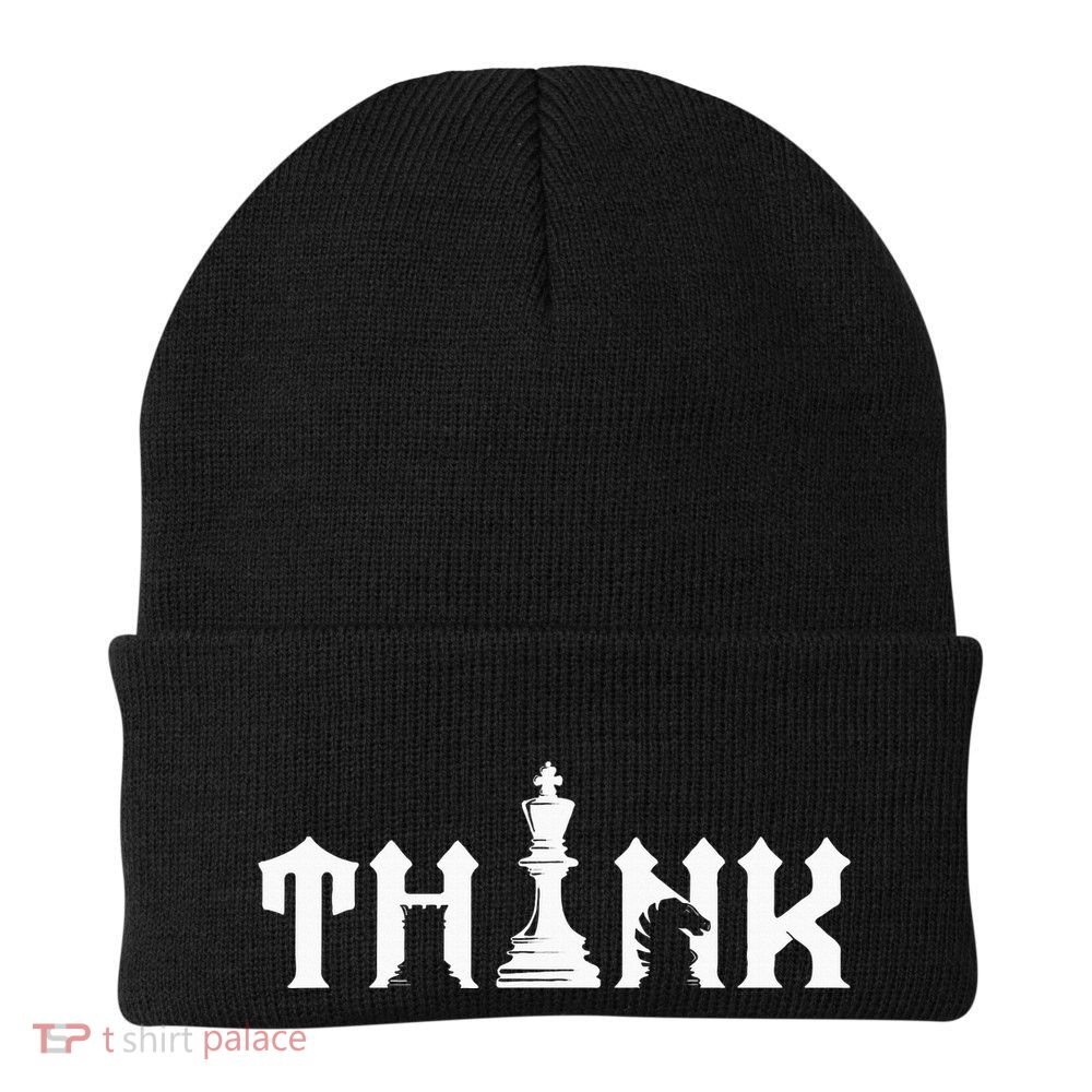 Think Retro Vintage Chess Pieces Player Gift Chess Lover Beanie