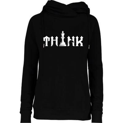 Think Retro Vintage Chess Pieces Player Gift Chess Lover Womens Funnel Neck Pullover Hood