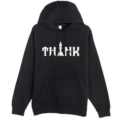 Think Retro Vintage Chess Pieces Player Gift Chess Lover Premium Pullover Hoodie