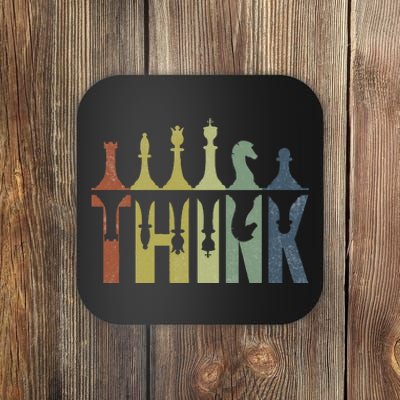 Think Retro Vintage Chess Pieces Player Gifts Chess Coach Coaster