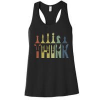 Think Retro Vintage Chess Pieces Player Gifts Chess Coach Women's Racerback Tank