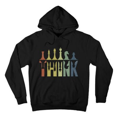 Think Retro Vintage Chess Pieces Player Gifts Chess Coach Tall Hoodie