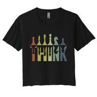 Think Retro Vintage Chess Pieces Player Gifts Chess Coach Women's Crop Top Tee