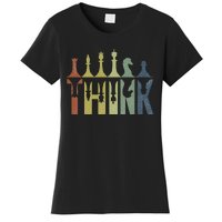 Think Retro Vintage Chess Pieces Player Gifts Chess Coach Women's T-Shirt