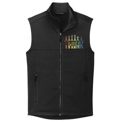 Think Retro Vintage Chess Pieces Player Gifts Chess Coach Collective Smooth Fleece Vest