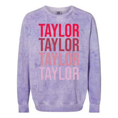 Taylor Retro Wordmark Pattern I love Taylor Colorblast Crewneck Sweatshirt